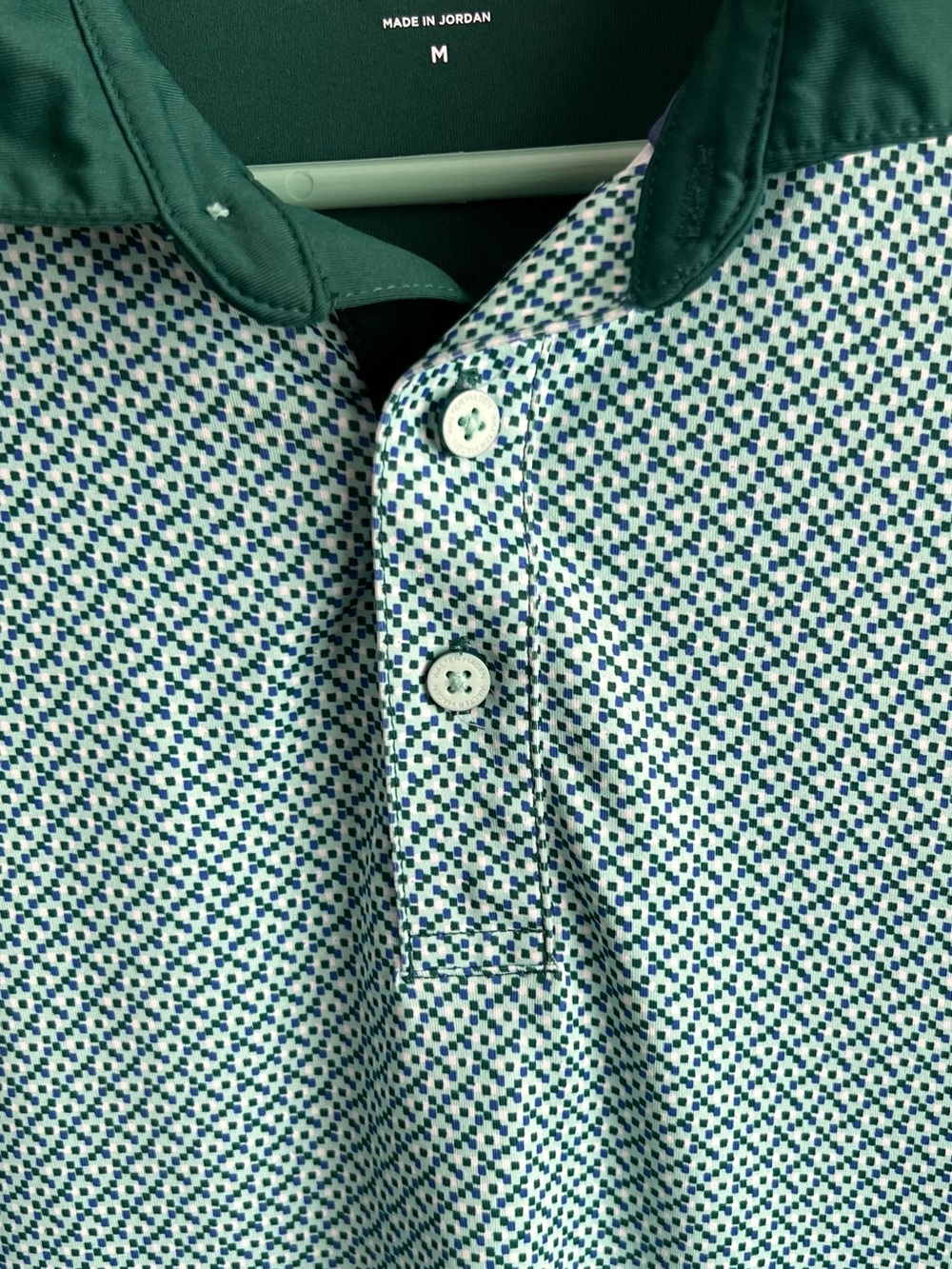 Walter Hagen green/blue Geometric Golf Polo with Dark Green Collar - Picture 7 of 7